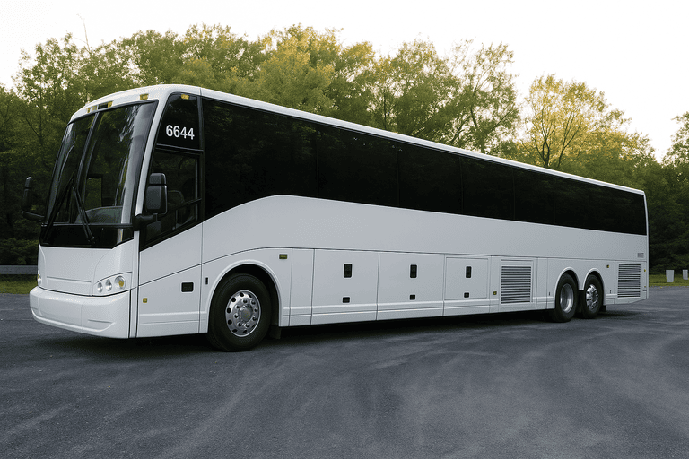 exterior of Charter Bus Rental St. Clair Shores coach bus